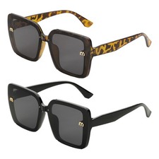 2pcs Sunglasses for Women Men, PC Fashion Sunglasses, Black  Amber, Black