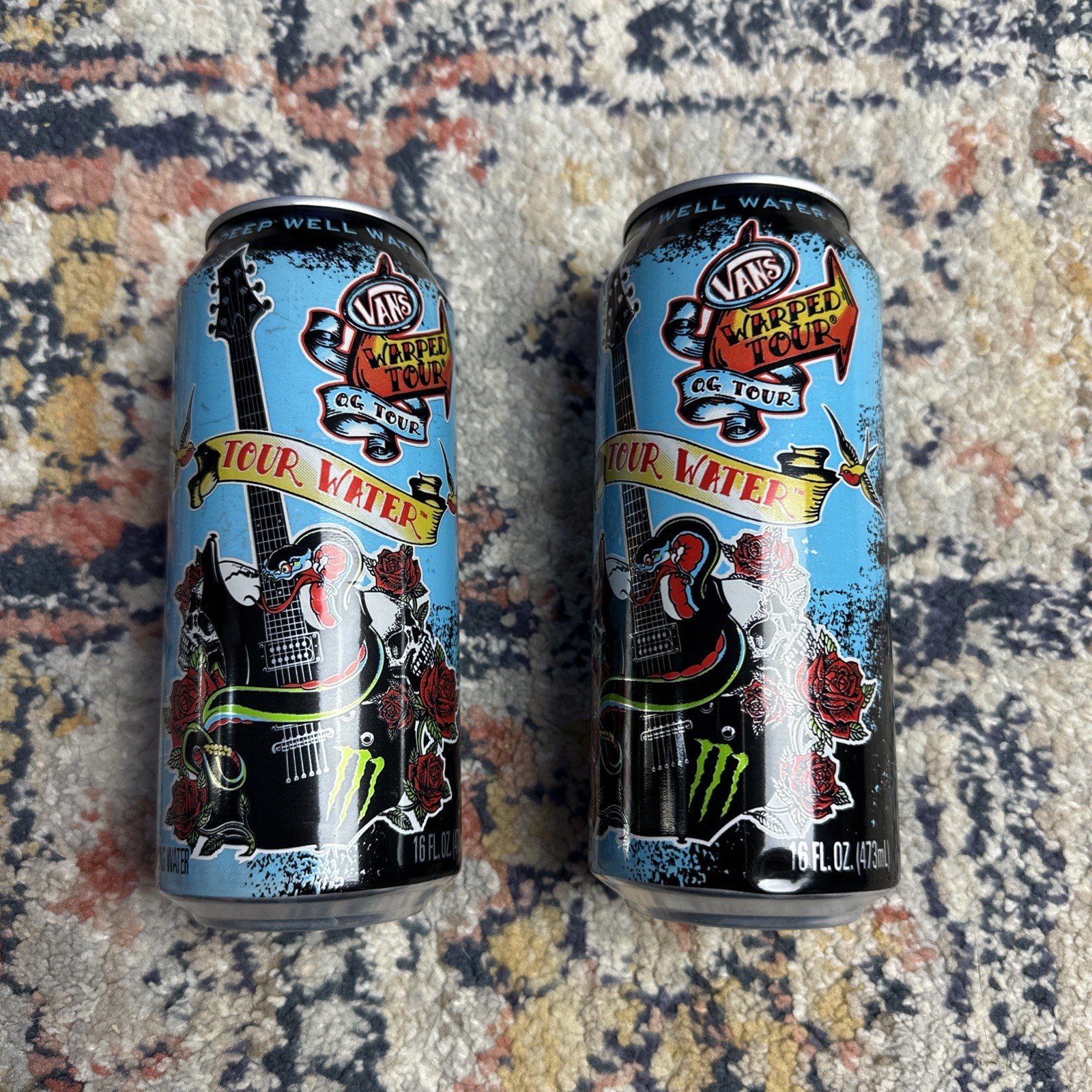 Rare 2 Unopened Monster Energy Guitar Vans Warped Tour Water 16oz Cans