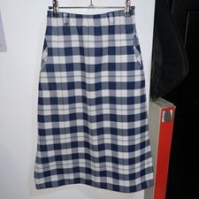 VTG Jantzen 70s Skirt Blue White Plaid Womens sz 10 pockets mid belt loops