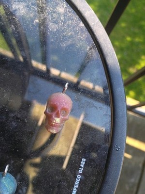Pink And Gold Skull Pendant Necklace