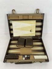 Aries of Beverly Hills Backgammon Leather Felt Travel Size 10x15