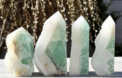 Wholesale 4-5 Pcs Druzy Sugar Fluorite Half  Rough Tower Obelisk Natural Crystal