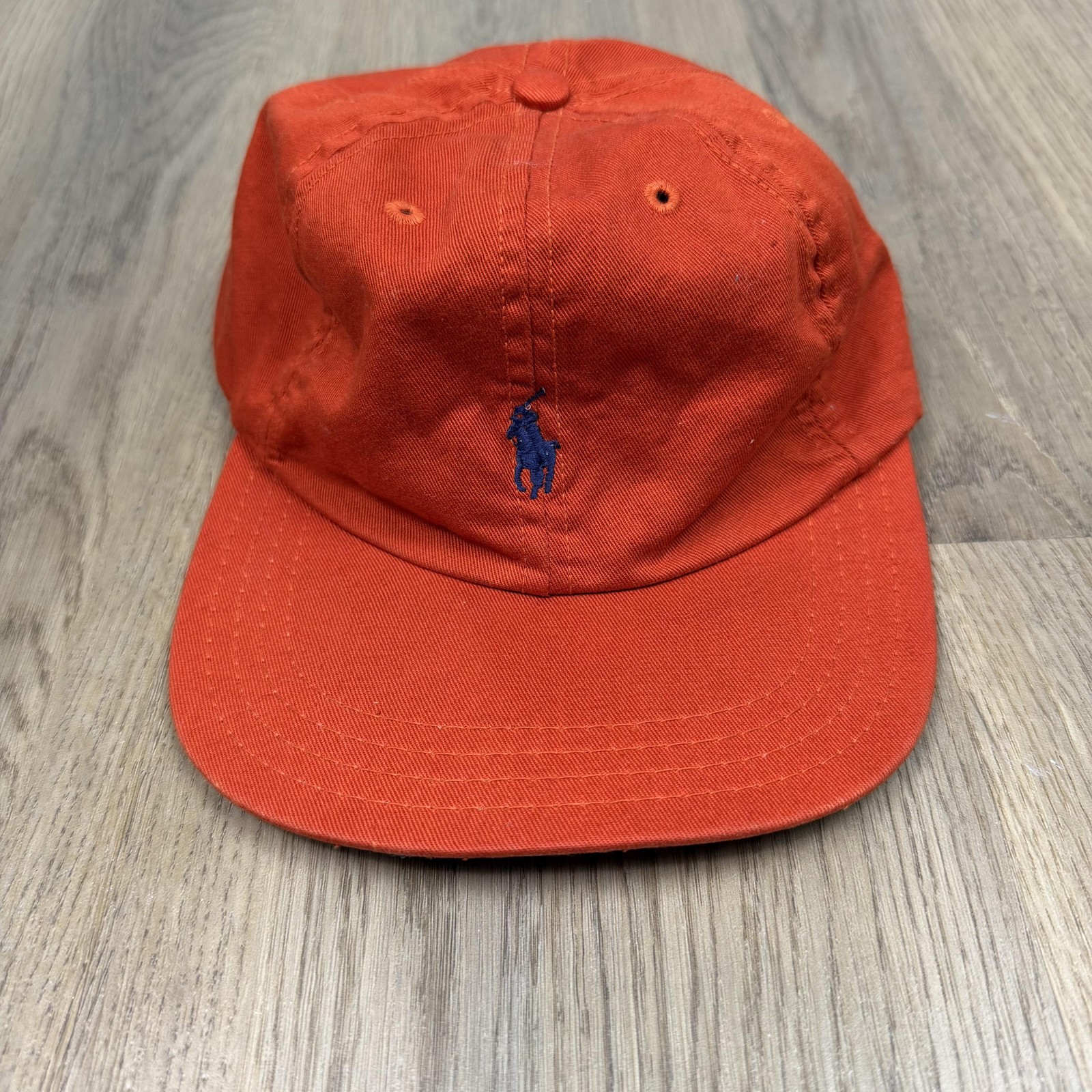 Vintage Polo Ralph Lauren Hat Cap Strap Back One Size Orange Pony Logo Mens 90s