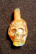 Glass Skull pendant hand made art piece fumed in Silver- USA Made