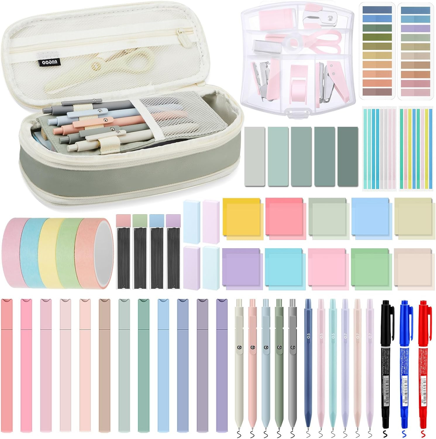60 Pcs Aesthetic Book Annotation Kit School Supplies Cute Pencil Case with Highl