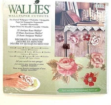 Lot of 5 Packages of ANTIQUE ROSE Wallies Wallpaper Cut outs Vintage 90's