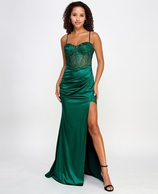 b darlin hunter green dress NWT B Darlin Dress Womens Juniors 9 10 Hunter Green Lace Dress Fit Flare A  Line