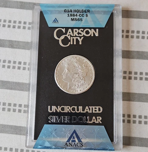 1884 Morgan Silver Dollar $1 Carson City ANACS MS65 Uncirculated Coin