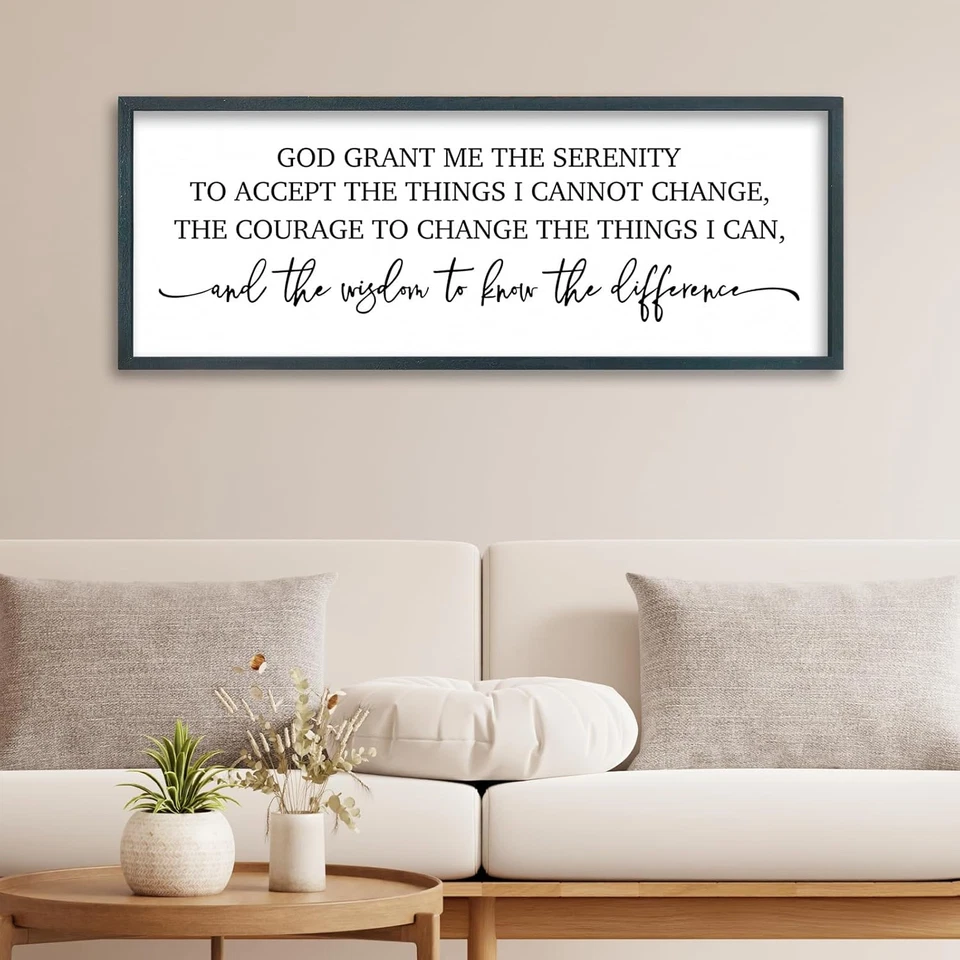 Serenity Prayer Wall Decor, 32x12" God Grant Me Bible Verse, Rustic Christian Ar - Image 3 of 4
