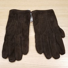 BLOOMINGDALES Mens Store Gloves Small Brown Suede Cashmere Lined