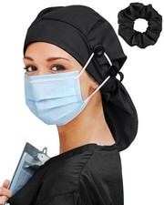Satin Lined Scrub Cap for Women Long Hair Large Nurse Head Cap Silk Surgical ...