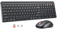 Bluetooth Keyboard and Mouse, 2.4G  Dual Bluetooth Multi Device, Full Size S...