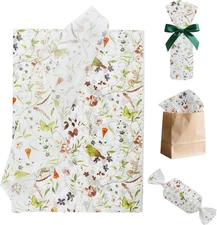 100 Sheets Floral Tissue Paper, 20X14 Inches Wildflower Gift Wrapping Paper, But