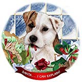 Jack Russell Wirehair Tan/White Dog Porcelain Ornament 'Santa. I Can Explain '
