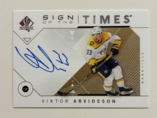 2018-19 UPPER DECK SP AUTHENTIC VIKTOR ARVIDSSON SIGN OF THE TIMES AUTO
