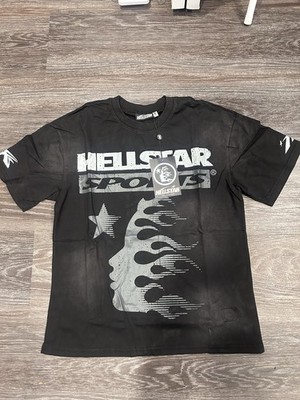 HELLSTAR Sports Black Logo Graphic Print Crew Neck Cotton Tee Men's Small