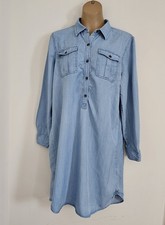 Chaps Denim Blue Jean Shirt Dress Tunic Size L