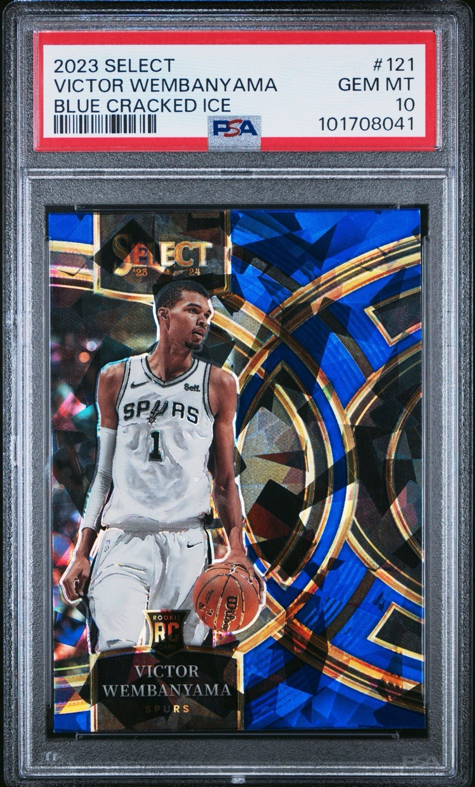 2023-24 Panini Select Premier Level Victor Wembanyama #121 Blue Ice PSA 10