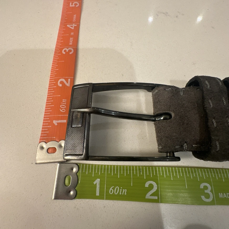 Cinturón Kiton Hombre Gris Gamuza Cuero Doble Lazo Talla 36 Foto 4 de 4