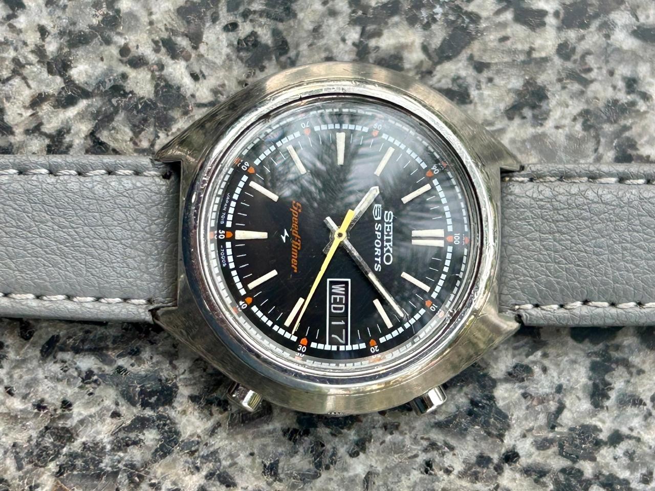 RARE Vintage Seiko 5 Sports Speed Timer Men’s Automatic Watch Japan 7015-7000 image 2