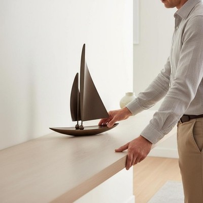 Modernes Metall Segelboot Ornament exquisite Handwerkskunst minimalistisches Segelboot