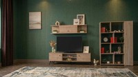 Braunes Wohnzimmer-Set Tv-MöBel Vitrinenschrank DesignermöBel