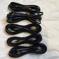 Lot of 5 Black Flat RJ-11 Phone Line Cords 12 ft, RJ-11 to RJ-11, 1:1 Universal