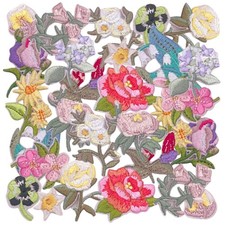 28 PCS Vintage Floral Iron-On Patches, Cute DIY Embroidery Appliques for Clothin