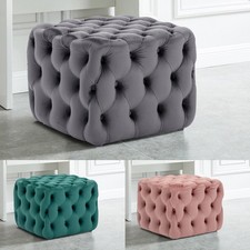 Large Square Footstool Chesterfield Ottoman Upholstered Stool Bench Coffee Table