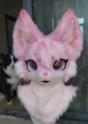 Fursuit Long haired Dog Fox Mascot Party Halloween Fur Cosplay(head)