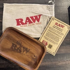 RAW Rolling Papers WOOD ROLLING TRAY 11x7 w/ Storage Bag - RAWthentic!