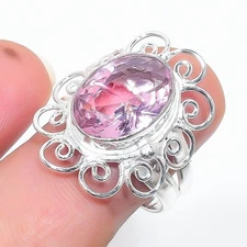 Pink Kunzite Gemstone 925 Sterling Silver Jewelry All Size Ring For Gift