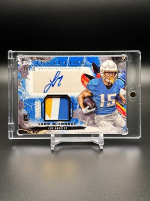 POP 1 BOOK END GAME WORN /10 Ladd McConkey 2024 Topps Inception Patch Auto RC