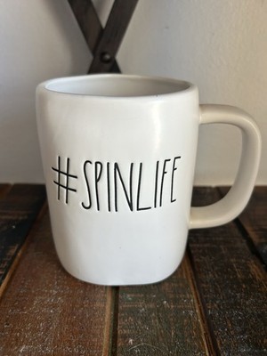 Rae Dunn #SPINLIFE Mug Farmhouse Classic Style Mug Spin Class Cycling NEW