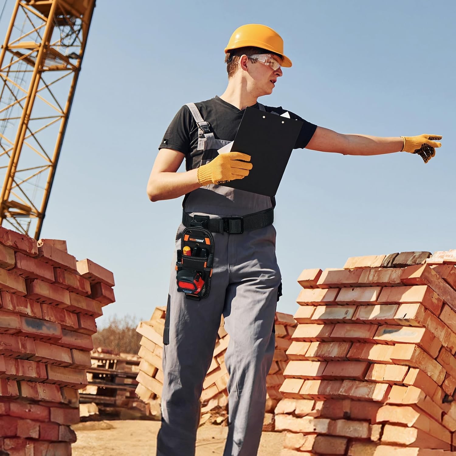 MELOTOUGH Small Tool Pouch With Tapemeasure Clip, Orange 