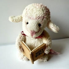 Russ Berrie Home Buddies Luke Lamb Plush Stuffed Animal 5" Holding Holy Bible