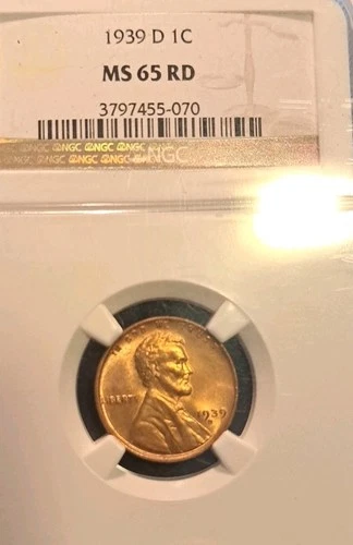 1939 D Lincoln Cent NGC MS65 RED