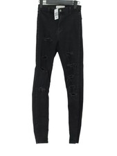 Topshop Women's Jeans W 28 in Black Cotton with Elastane, Polyester Skinny