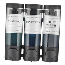 Shampoo and Conditioner Dispenser,Shower Soap Dispenser 3 Black 3 Chamber