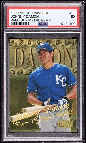 1999 SKYBOX UNIVERSE PRECIOUS METAL GEMS #93 JOHNNY DAMON ROYALS PMG PSA 5 #/50
