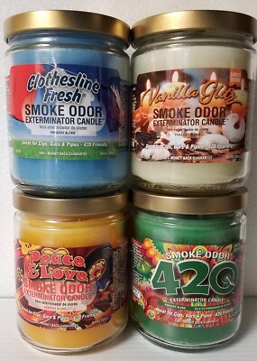 Smoke Odor Exterminator 13oz Jar Clothesline Fresh Assortment Set of (4) Candles