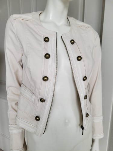 White House Black Market Beige Military Style Jacket Blazer Sz XS 0 NWT - Picture 3 of 12