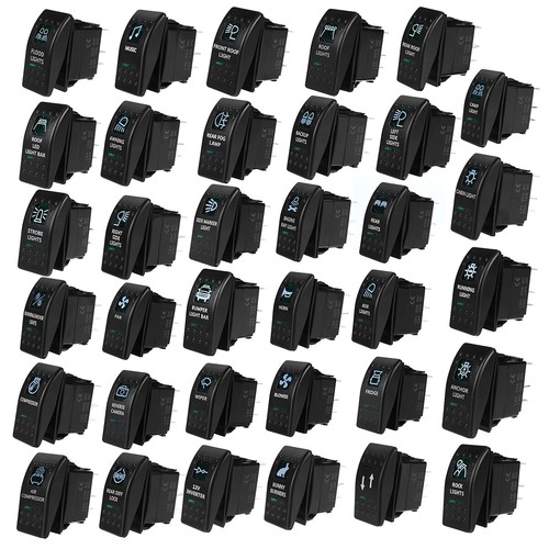 12V 24V Rocker Switch ON-OFF Dual Green LED Light Waterproof For Car Boat Marine - 第 3/7 張圖片