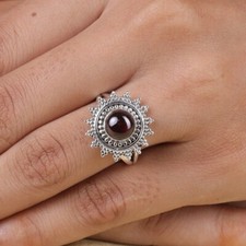 Red Garnet Gemstone Ring 925 Sterling Silver Ring Handmade Ring Gift For Women's