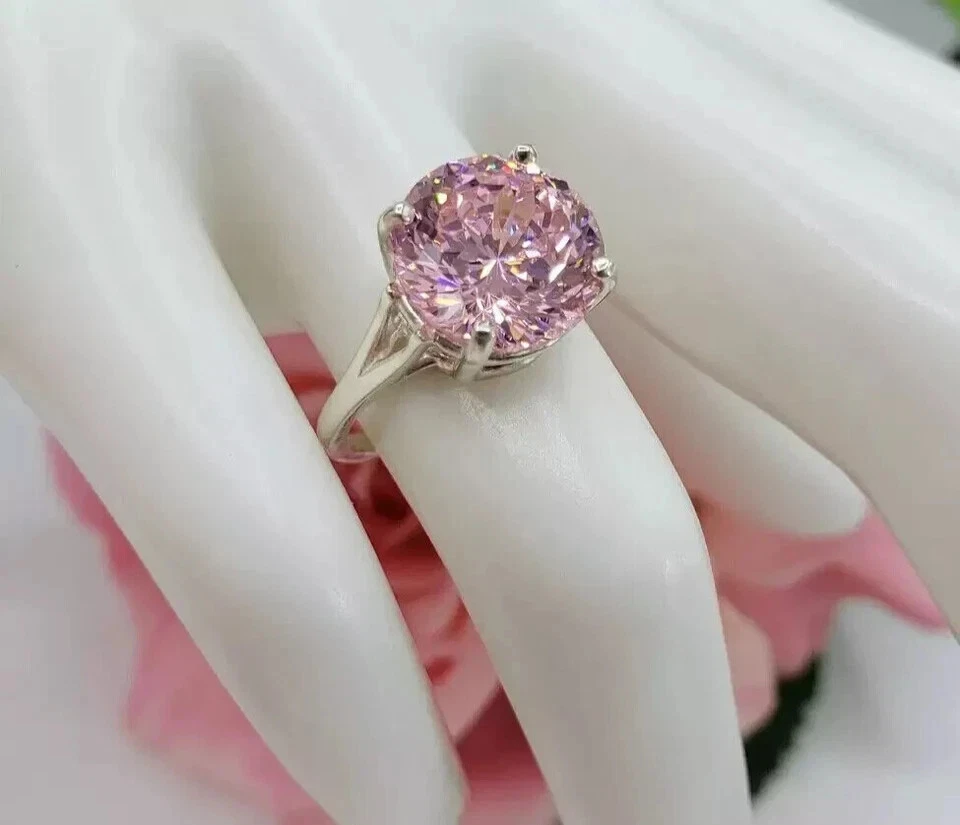 Сертифицированное кольцо с розовым бриллиантом португальской огранки 2,30 карата с отделкой белым золотом - Изображение 4 из 4