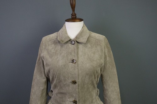 WEEKEND MAX MARA PRENDA Brown Suede Leather Pocket Button Jacket Size 8 - Picture 2 of 24