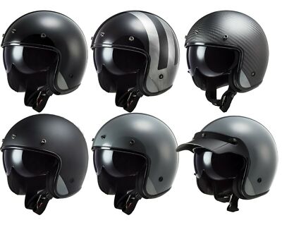LS2 OF601 BOB FIBREGLASS OPEN FACE LOW PROFILE MOTORCYCLE HELMET SUN VISOR  UK