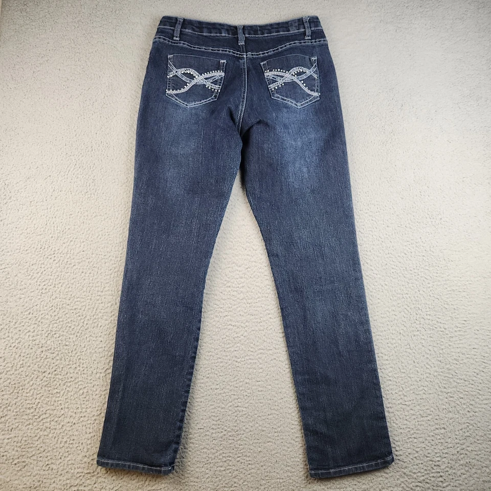 Женские джинсы SaltWorks 12 синие прямые узкие изогнутые со средней посадкой эластичные джинсы - Изображение 2 из 4