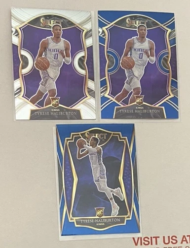 Lot of 3 Tyrese Haliburton Rookies 2020-21 Select Concourse & Premier Level RC