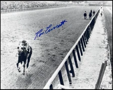 Secretariat - Ron Turcotte signed 8X10 photo winning 1973 Belmont Stakes + COA